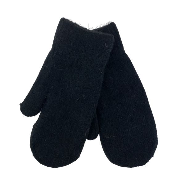 Women's mittens, wool, double knit (dark mix)