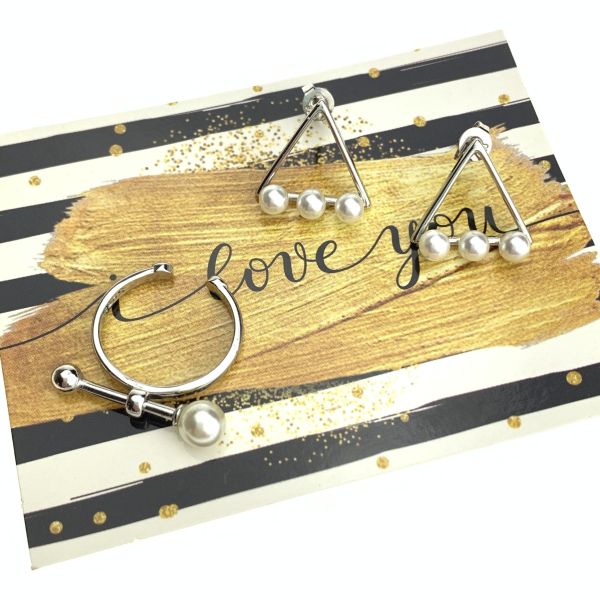 Set “Simply” earrings+ring 16 size (with postcard)