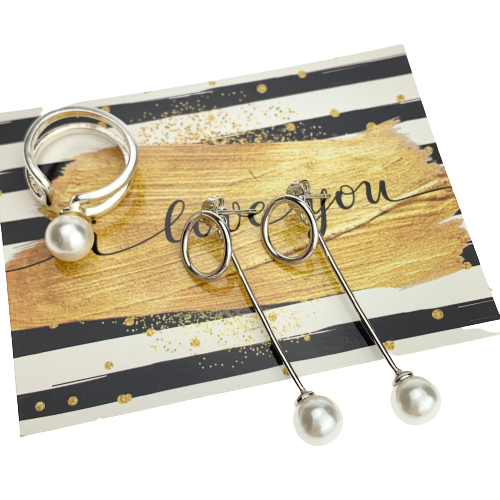Set “Simply” earrings+ring (with postcard)
